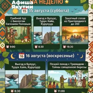 Анонс мероприятий на неделю - с 15 Августа